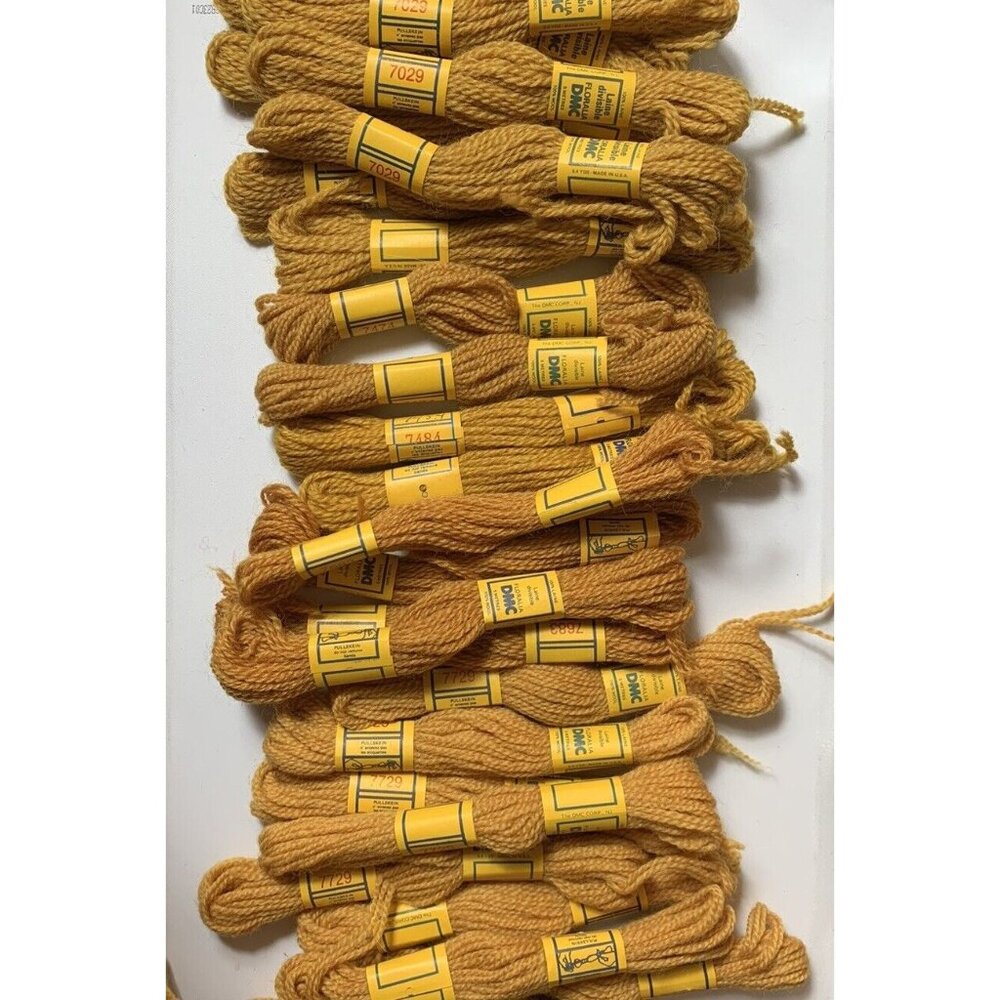 Vintage DMC Wool Yarn Laine Divisible 5 Meters Lot of 24 Orange Brown